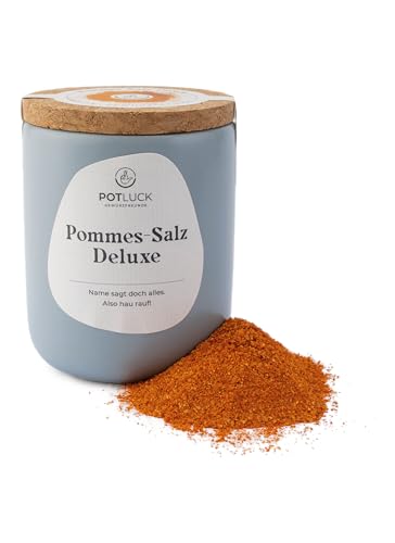 Potluck | Pommes-Salz Deluxe | Gewürzmischung im Keramiktopf | 90g | Vegan, glutenfrei und mit natürlichen Inhaltsstoffen von POTLUCK Gewürzfreunde