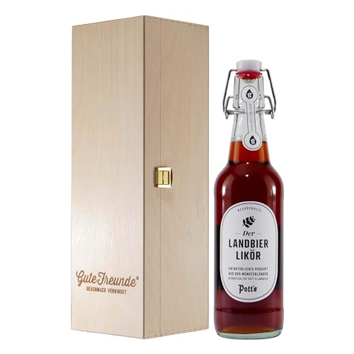 Pott´s Landbier-Likör mit Geschenk-Holzkiste von Pott´s