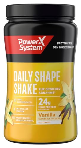 Power System Daily Shape Shake zum Abnehmen Vanille 12 Portionen 360g Mahlzeitersatz glutenfrei 51% Protein, Ballaststoffe von Power System