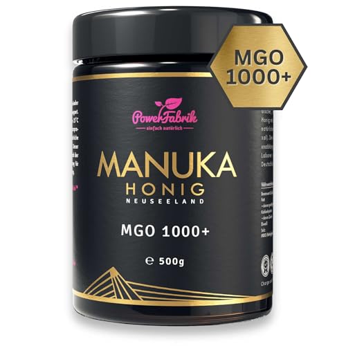 Manuka Honig | MGO 1000+ | 500g | Das ORIGINAL aus NEUSEELAND | IM GLAS | PUR, ROH & ZERTIFIZIERT | Premium Qualität 100% natürlich | PowerFabrik von PowerFabrik einfach natürlich