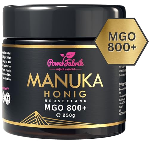 Manuka Honig | MGO 800+ | 250g | Das ORIGINAL aus NEUSEELAND mit Herkunftsnachweis | ANALYSIERT & ZERTIFIZIERT | Premium Qualität 100% natürlich | PowerFabrik von PowerFabrik einfach natürlich