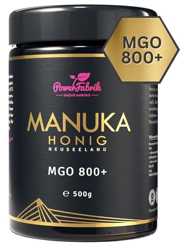 Manuka Honig | MGO 800+ | 500g | Das ORIGINAL aus NEUSEELAND mit Herkunftsnachweis | ANALYSIERT & ZERTIFIZIERT | Premium Qualität 100% natürlich | PowerFabrik von PowerFabrik einfach natürlich