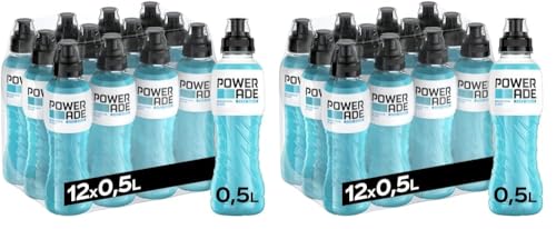 Powerade Sports Mountain Blast Zero, zuckerfreies Sport Getränk mit Fruchtmix-Geschmack, Sport Drink in stylischen Einweg Flaschen (12 x 500 ml) (Packung mit 2) von Powerade