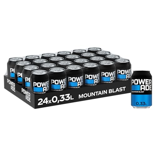 Powerade Sports Mountain Blast - kalorienarmes, isotonisches Sportgetränk mit exotischem Fruchtgeschmack - Elektrolytgetränk in in Einweg Dosen (24 x 330 ml) von Powerade