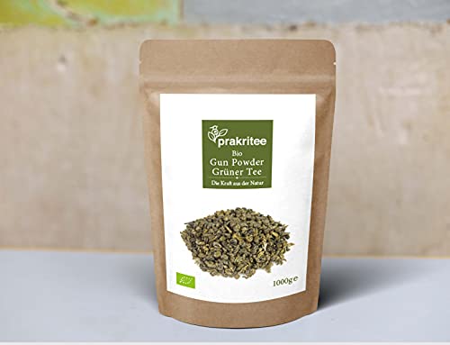 BIO Gun Powder Grüntee 1000g | Grüntee | ORGANIC Gun Powder Green Tea | Premium-Qualität Tee | DE-ÖKO-044 von Prakritee