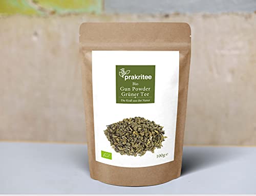 BIO Gun Powder Grüntee 100g | Grüntee | ORGANIC Gun Powder Green Tea | Premium-Qualität Tee | DE-ÖKO-044 von Prakritee