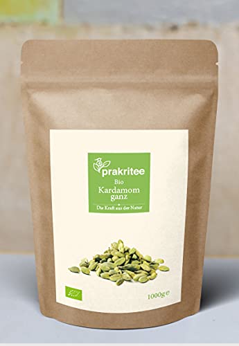 BIO Kardamom mit Schale ganze 1000g | Kardamom | Nachhaltig und biologisch angebaut | Premium-Qualität | Gewürze | ORGANIC Cardamom | DE-ÖKO-044 von Prakritee