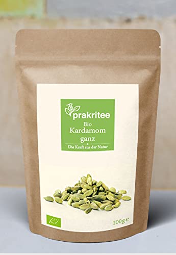 BIO Kardamom mit Schale ganze 100g | Kardamom | Nachhaltig und biologisch angebaut | Premium-Qualität | Gewürze | ORGANIC Cardamom | 100g | DE-ÖKO-044 von Prakritee