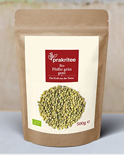 BIO Pfeffer grün ganz 500g | Pfeffer | Pfefferkörner grün ganz | Pfeffer | Nachhaltig und biologisch angebaut | ORGANIC Pepper green whole | DE-ÖKO-044 von Prakritee