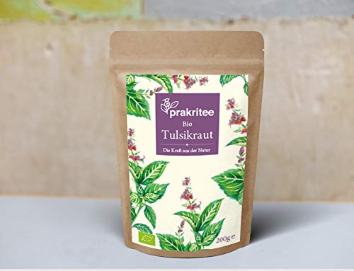 BIO Tulsi Tee 200g | Tulsikraut | Indisches Basilikum | Biologisch angebauten Indischen Basilikums | Kräutertee | Herbal Tea | ORGANIC Holy Basil | DE-ÖKO-044 von Prakritee