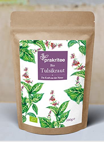 BIO Tulsi Tee 500g | Tulsikraut | Indisches Basilikum | Biologisch angebauten Indischen Basilikums | Kräutertee | Herbal Tea | ORGANIC Holy Basil | DE-ÖKO-044 von Prakritee