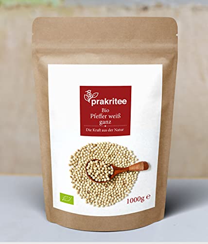 Bio Pfeffer Weiß ganz 1000g | Pfeffer | Pfefferkörner weiß ganz | Nachhaltig und biologisch angebaut | ORGANIC Pepper white whole | DE-ÖKO-044 von Prakritee