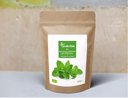 Prakritee BIO Spearmintblätter 100g Kräutertee Spearmint-Tee ORGANIC Spearmint leaves cutted DE-ÖKO-044 von prakritee