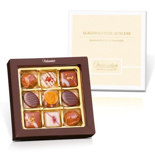 Pralinenbote Genussmanufaktur – Alkoholfreie Auslese mit 9 handgefertigten Pralinen deutscher Chocolatiers, das edle Pralinen Geschenk für Sie und Ihn von Pralinenclub