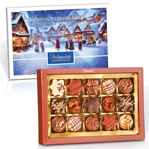 Pralinenbote Genussmanufaktur – Exklusive Pralinenkollektion Weihnachten mit 15 handgefertigten Pralinen in edler Geschenkbox – Das Pralinen Geschenk (15 Pralinen) von Pralinenclub