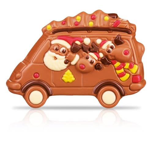 Pralinenbote Genussmanufaktur – Schokobus aus Vollmilchschokolade - 100 g Schokolade - Das Schokoladen Geschenk zu Nikolaus und Weihnachten aus der Manufaktur von Pralinenclub