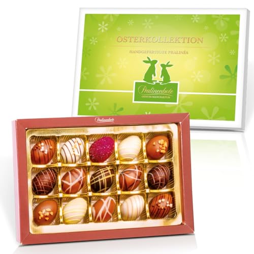 Pralinenbote - Osterkollektion mit 15 handgefertigten Pralinen Eiern deutscher Chocolatiers, das Pralinen Geschenk zu Ostern, 185g (Ostern, 15 Pralinen) von Pralinenclub