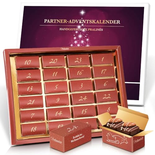 Pralinenbote - Pralinen Adventskalender 2024 für Paare mit 48 handgefertigten Pralinen deutscher Chocolatiers in 24 Pralinenboxen, Weihnachtskalender von Pralinenclub