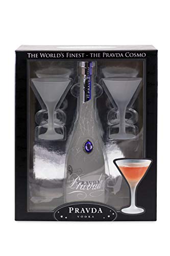 Pravda Wodka Geschenkset mit 2 Gläsern (1x 0.35l) von Prawda