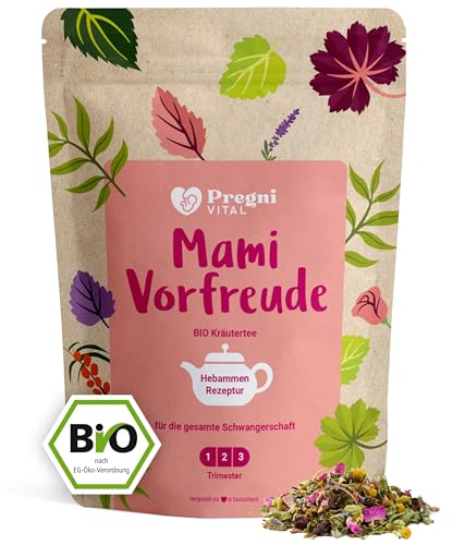 PregniVital® - Mami Vorfreude - BIO Schwangerschaftstee 1. 2. 3. Trimester - Beliebte Hebammen-Kräuter für die gesamte Schwangerschaft - auch perfekt als-Geschenk - 80g von PregniVital