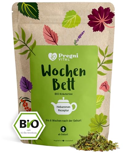 PregniVital® - Wochenbett Tee - 100% BIO Rückbildungstee - mit Frauenmantel, Schafgarbe und Hirtentäschelkraut nach traditionellem Hebammen-Wissen - für spezielle Bedürfnisse nach der Geburt von PregniVital