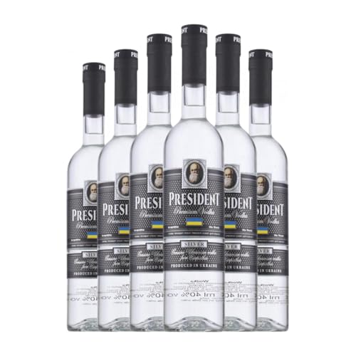 Wodka President. Silver Ukrainischer 70 cl (Karton mit 6 Flaschen von 70 cl) von President