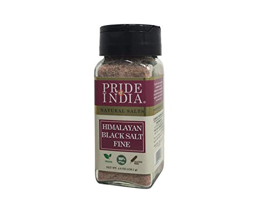 Pride Of India - Schwarzes Steinsalz - Feinmahlung (4,8 oz) - Kala Namak, enthält mehr als 84 Mineralien,Salzkette Pakistan, perfekt zum Kochen, Tofu-Rührei von Pride Of India