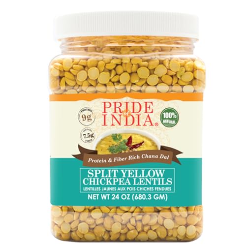 Pride Of India -Split Gelb Kichererbse Linsen (680 g) Jar -Hochnahrhafte & heftet - Enthält Ballaststoffe (7,5 g) und Protein (9 g) pro Portion (16 Portionen) - Preis-Leistungs-Verhältnis von Pride Of India