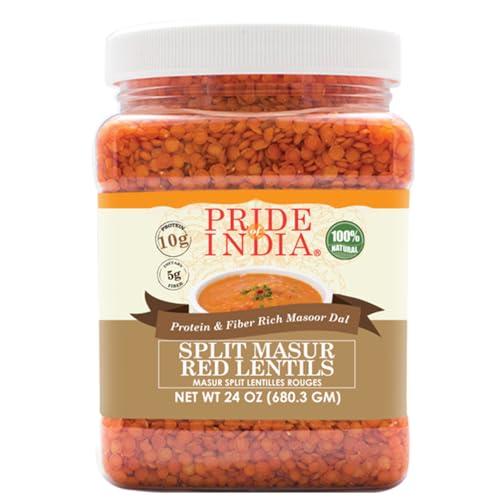 Pride Of India indian Split roten Linsen Masur Protein und ballaststoffreiche Masur dal, 1,5 Pfund Glas von Pride Of India