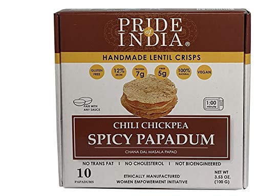 Pride Of India würzige Kichererbse Masala Papadum Linsen Rasiermesser Packung von 6 8 Zählung Box (3,53 Unzen 100 g) von Pride Of India