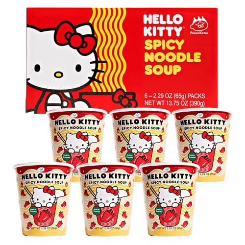 Hello Kitty Nudelsuppe, 65 g/Tasse, würziger Geschmack, 6 Stück von Prince Katsu