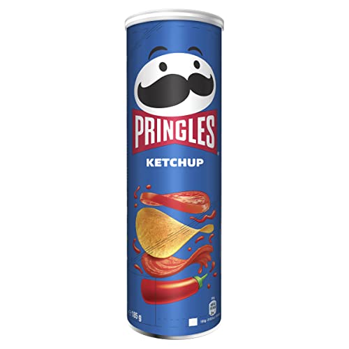 Pringles Ketchup (1 x 185 g) – der unwiderstehliche Snack-Klassiker in der praktischen Dose – knackige Chips mit Ketchup-Geschmack – Pop. Play. Eat. von Pringles