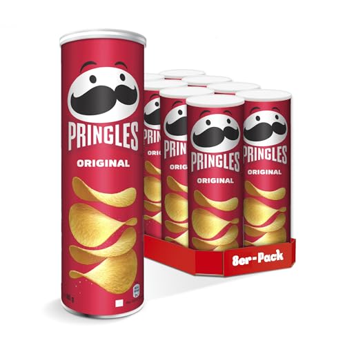 Pringles Original (8 x 185 g) – der unwiderstehliche Snack-Klassiker in der praktischen Dose – knackige Chips mit Salz – Pop. Play. Eat. von Pringles