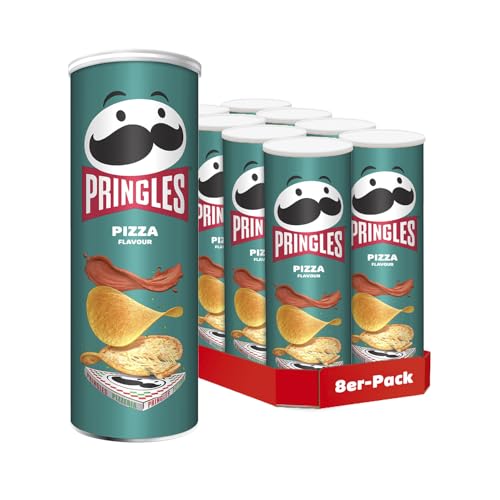 Pringles Pizza Flavour (8 x 165 g) – der unwiderstehliche Snack-Klassiker in der praktischen Dose – knackige Chips mit Pizzageschmack – Pop. Play. Eat. von Pringles