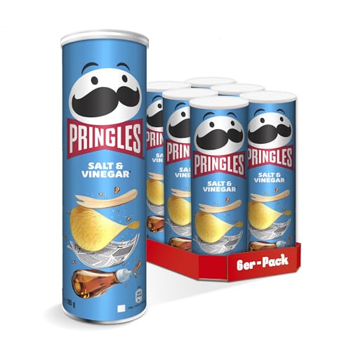 Pringles Salt & Vinegar (8 x 165 g) – der unwiderstehliche Snack-Klassiker in der praktischen Dose – knackige Chips mit Salz und Essig Geschmack – Pop. Play. Eat. von Pringles