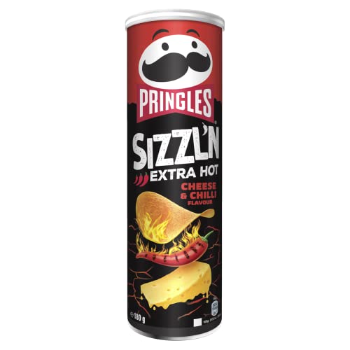 Pringles Sizzl'n Cheese & Chilli Flavour (1 x 180 g) – der unwiderstehliche Snack-Klassiker in der praktischen Dose – extra scharfe Chips mit Chili-Cheese-Geschmack – Pop. Play. Eat. von Pringles