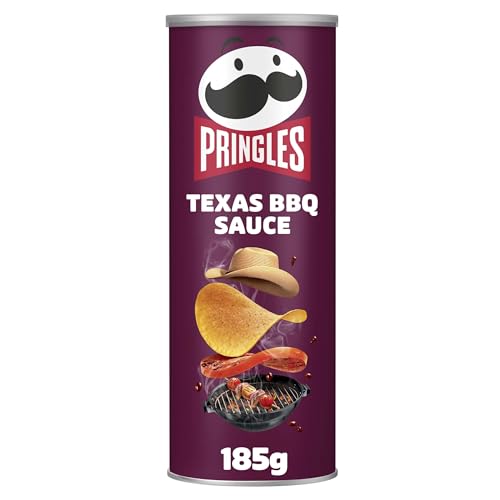 Pringles Texas BBQ Sauce (1 x 185 g) – der unwiderstehliche Snack-Klassiker in der praktischen Dose – knackige Chips mit Barbequesauce-Geschmack – Pop. Play. Eat. von Pringles