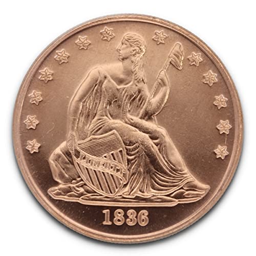 1 oz (AVDP Unze) .999 fein Kupfermünze Seated Liberty von Private Mint