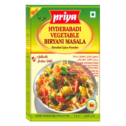 Priya Hyderabadi Gemüse-Biryani Masala – Authentische indische Gewürzmischung für köstliches Hyderabadi Gemüse-Biryani, 50g von Priya