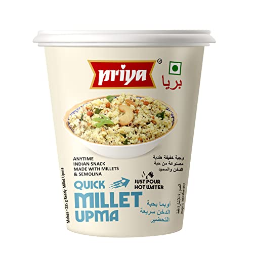 Priya Instant Breakfast (80 g) - Ein nahrhaftes und bequemes Produkt für vielbeschäftigte Menschen (Schnelle Hirse Upma Tasse) von Priya