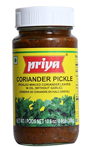 Priya Koriander-Pickle Ohne Knoblauch (300g) - Authentisch indischer Geschmack - Ideal als Beilage von Priya