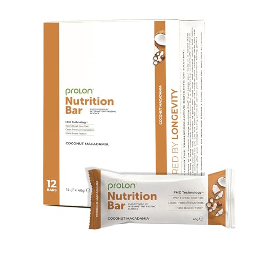 ProLon - Nutrition Bar - Intermittent Fasting Bar - 12 x 40g Riegel - Vegetarisch und Glutenfrei - Kompatibel mit Keto Diät - Hergestellt in Italien - Macadamia Walnüsse und Kokosnuss von ProLon