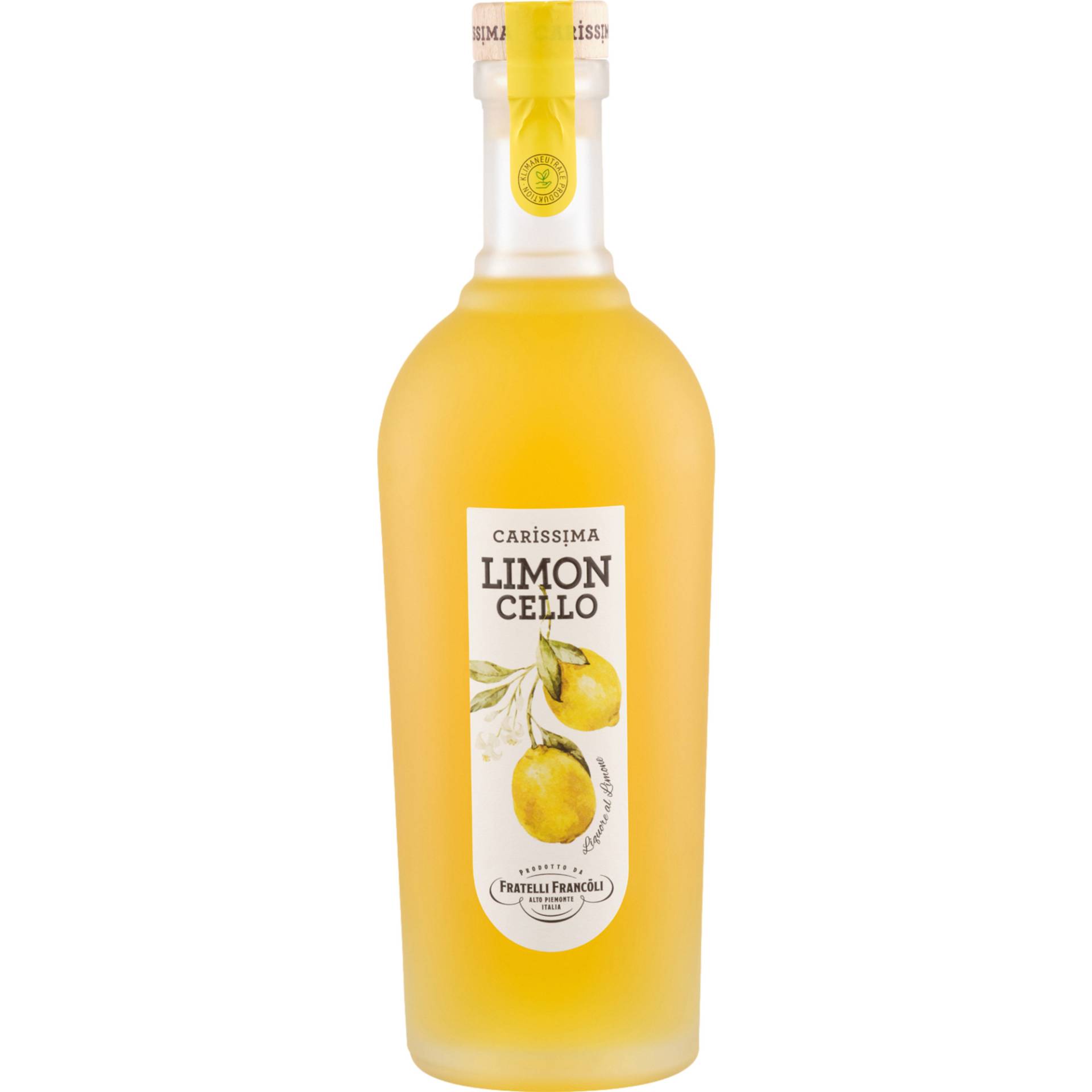 Carissima Limoncello, Italien, 0,7 L, 30% Vol., Spirituosen von Prodotto e messa in bottiglia da Distillerie Francoli Via Romagna No 20 Ghemme (NO) Italia