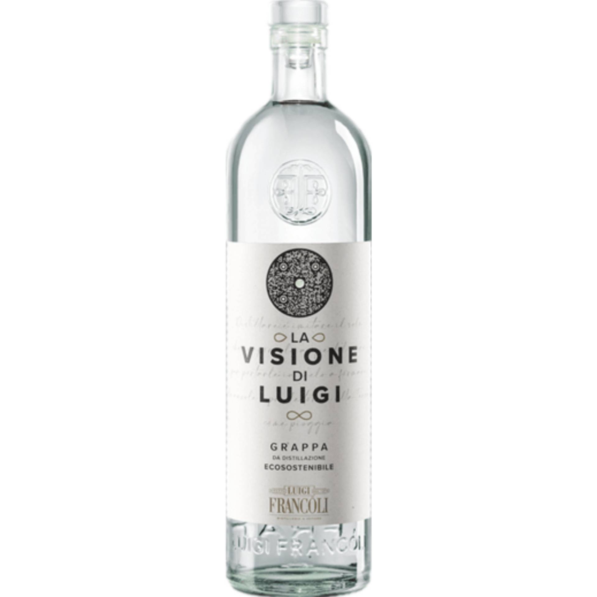 Luigi Francoli Grappa La Visione di Luigi, 40% Vol, 0,5L, Spirituosen von Prodotto e messa in bottiglia da Distillerie Francoli Via Romagna No 20 Ghemme (NO) Italia