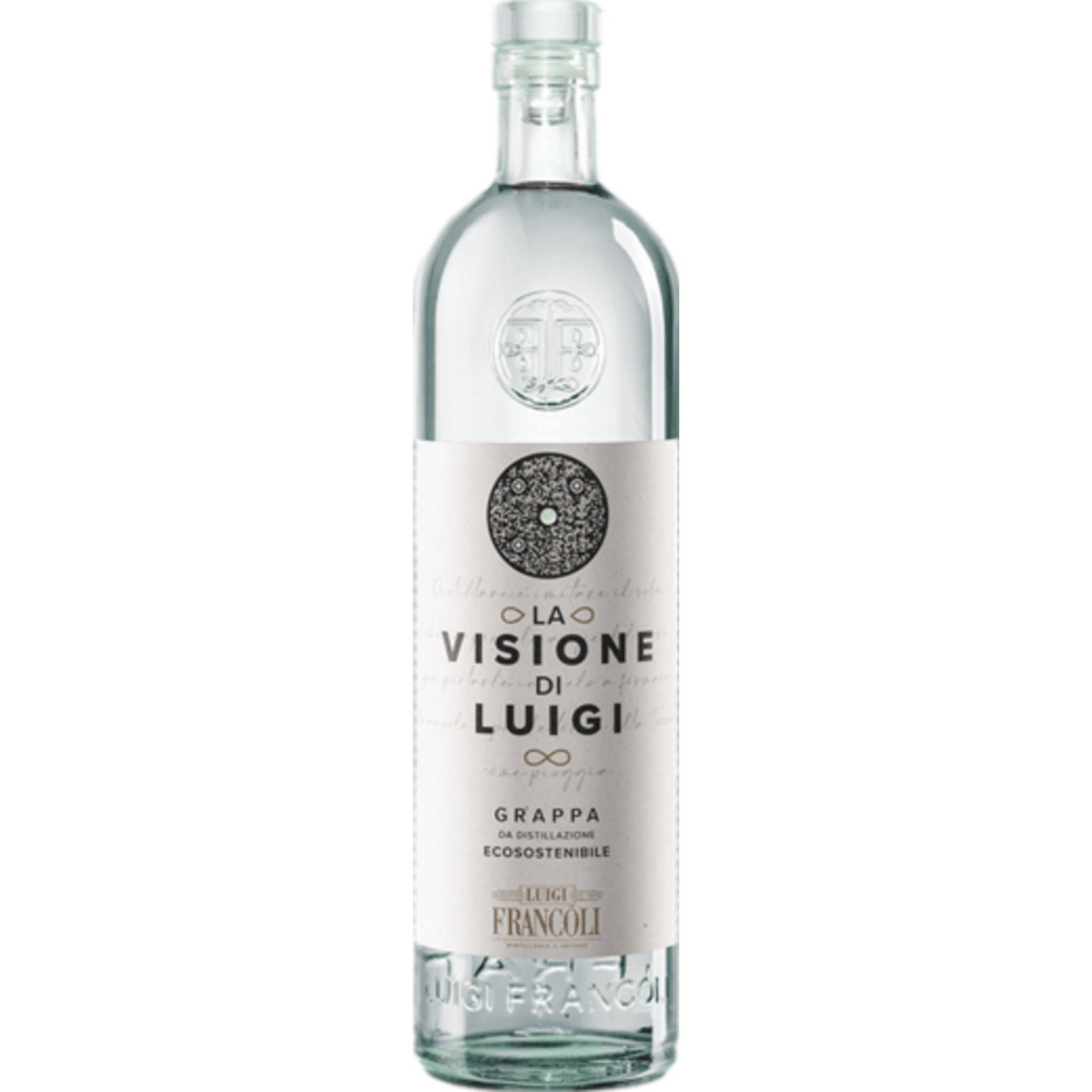 Luigi Francoli Grappa La Visione di Luigi, 40% Vol, 0,7L, Spirituosen von Prodotto e messa in bottiglia da Distillerie Francoli Via Romagna No 20 Ghemme (NO) Italia