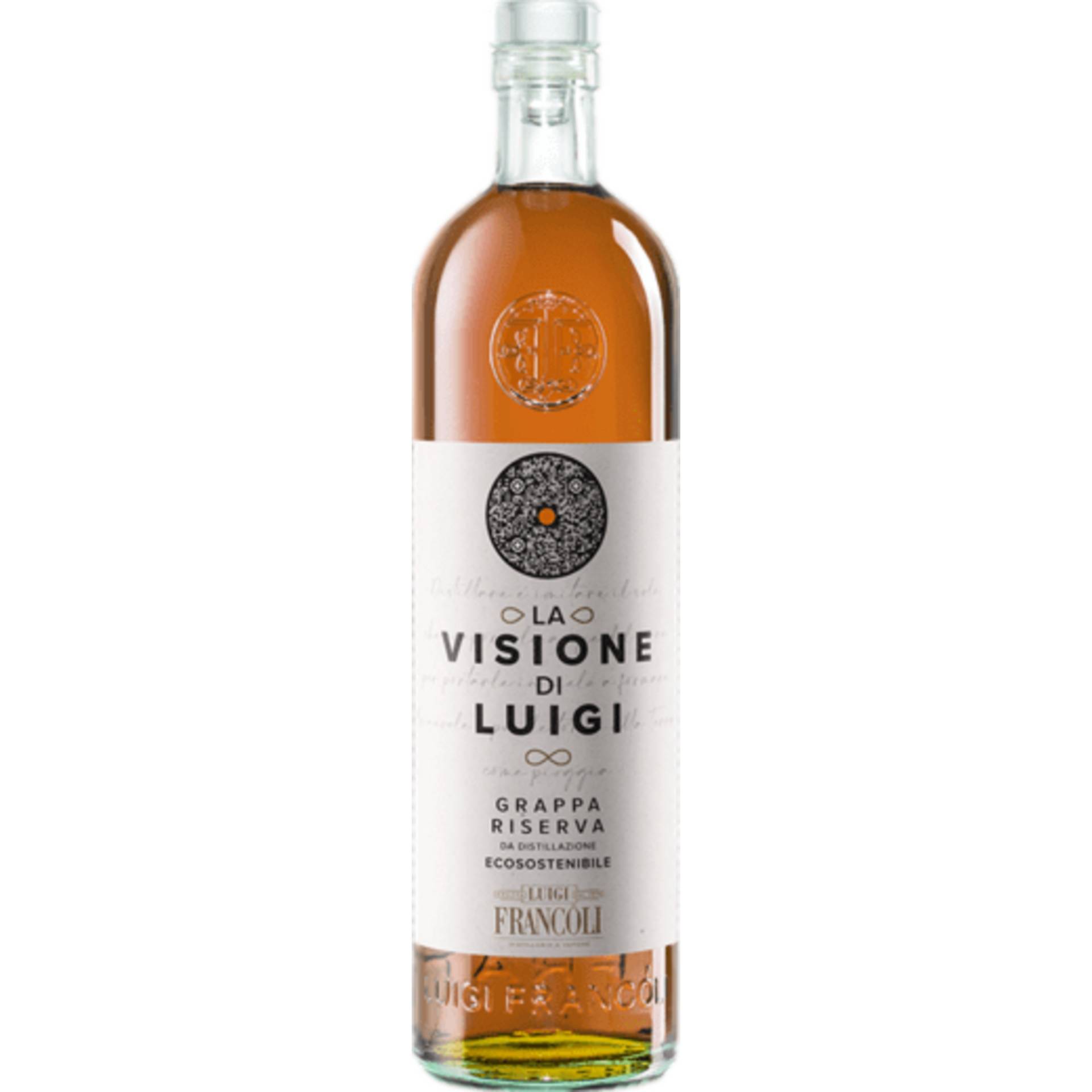 Luigi Francoli Grappa La Visione di Luigi Riserva, 40% Vol, 0,7L, Spirituosen von Prodotto e messa in bottiglia da Distillerie Francoli Via Romagna No 20 Ghemme (NO) Italia