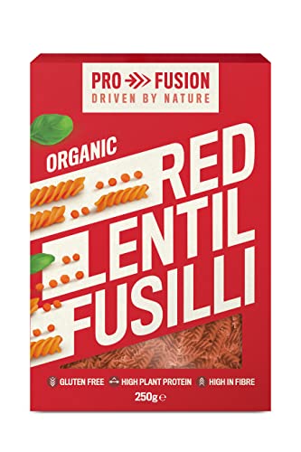 Profusion Bio-Fusilli aus roten Linsen – 8 x 250 g | Zertifiziert glutenfreie, getreidefreie Pasta | Pflanzliches Protein und Ballaststoffe von Profusion