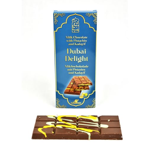 Schokolade geschenk. Dubai Schokolade original rezeptur. Vollmilchschokolade mit knusprigem Engelshaar Kadayif & leckere Pistaziencreme. Pistazien schokolade & kataifi. Dubai chocolate. (85g) von Proparts