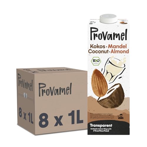 Provamel Organic-Bio Kokos-Mandeldrink, Pflanzlicher Drink, Vegan, Laktosefrei, Glutenfrei, UHT, 8x1 l (8er Pack) von Alpro
