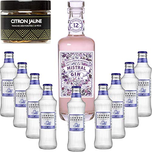 Gintonic - Gin Terre de Mistral + 40 ° 9London Essence"Grapefruit und Rosmarin" - (70cl 20cl + 9 *) + Pot 20 Scheiben von Lemon Yellow dehydratisiert. von Wine And More